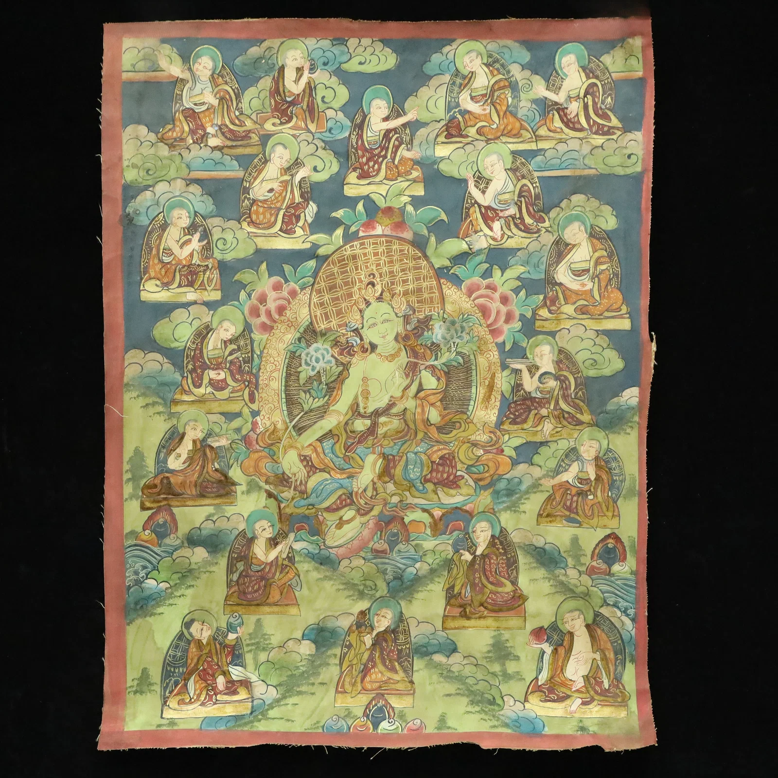 A Rare Brocade Painted Color Statue of Tara Tangka