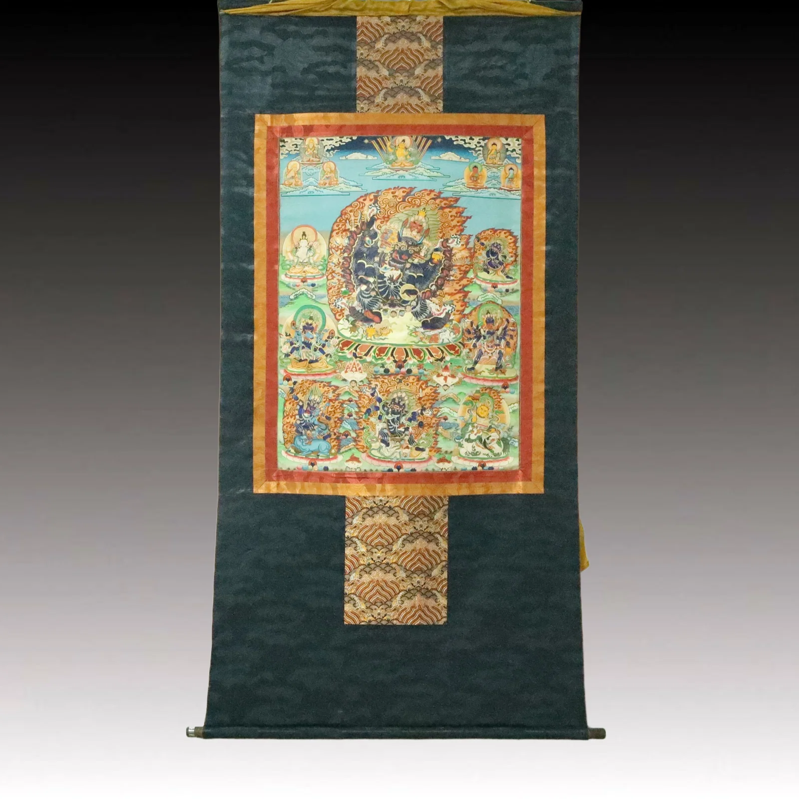 A Rare Brocade Painted Color Statue of Yamantaka Tangka