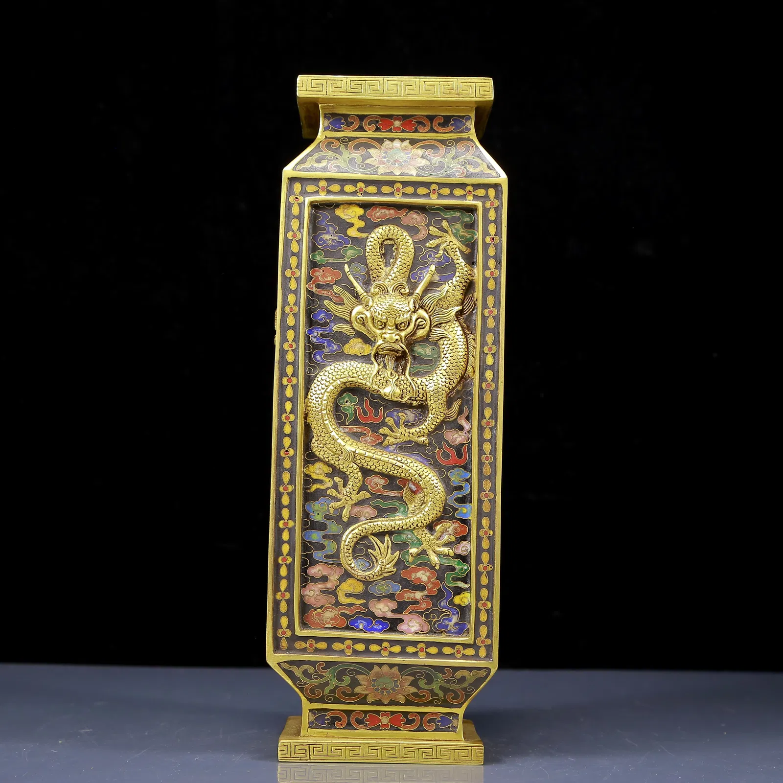 A Rare Cloisonne Auspicious Cloud and Dragon Pattern Vase