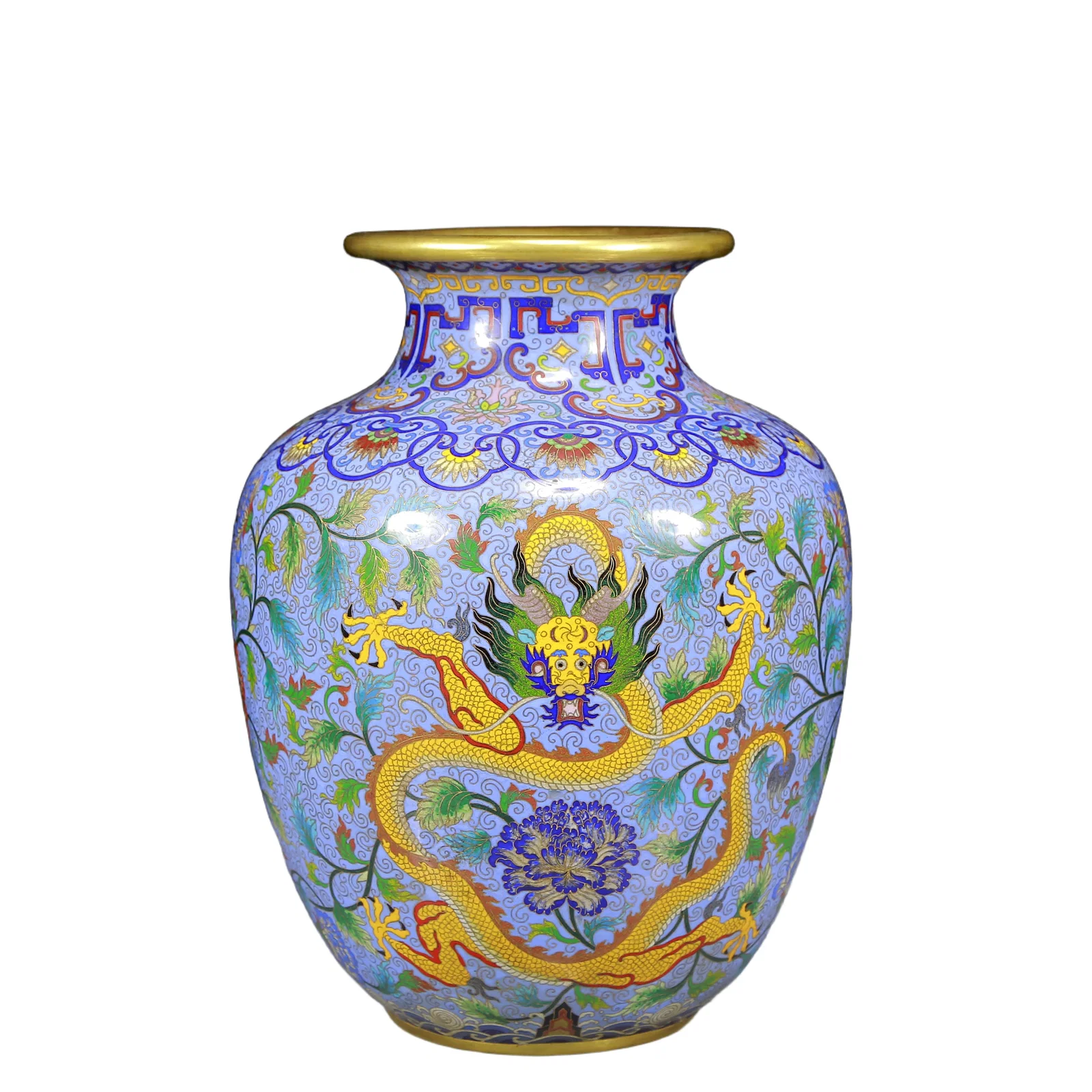 A Rare Cloisonne Dragon and Phoenix Pattern Vase