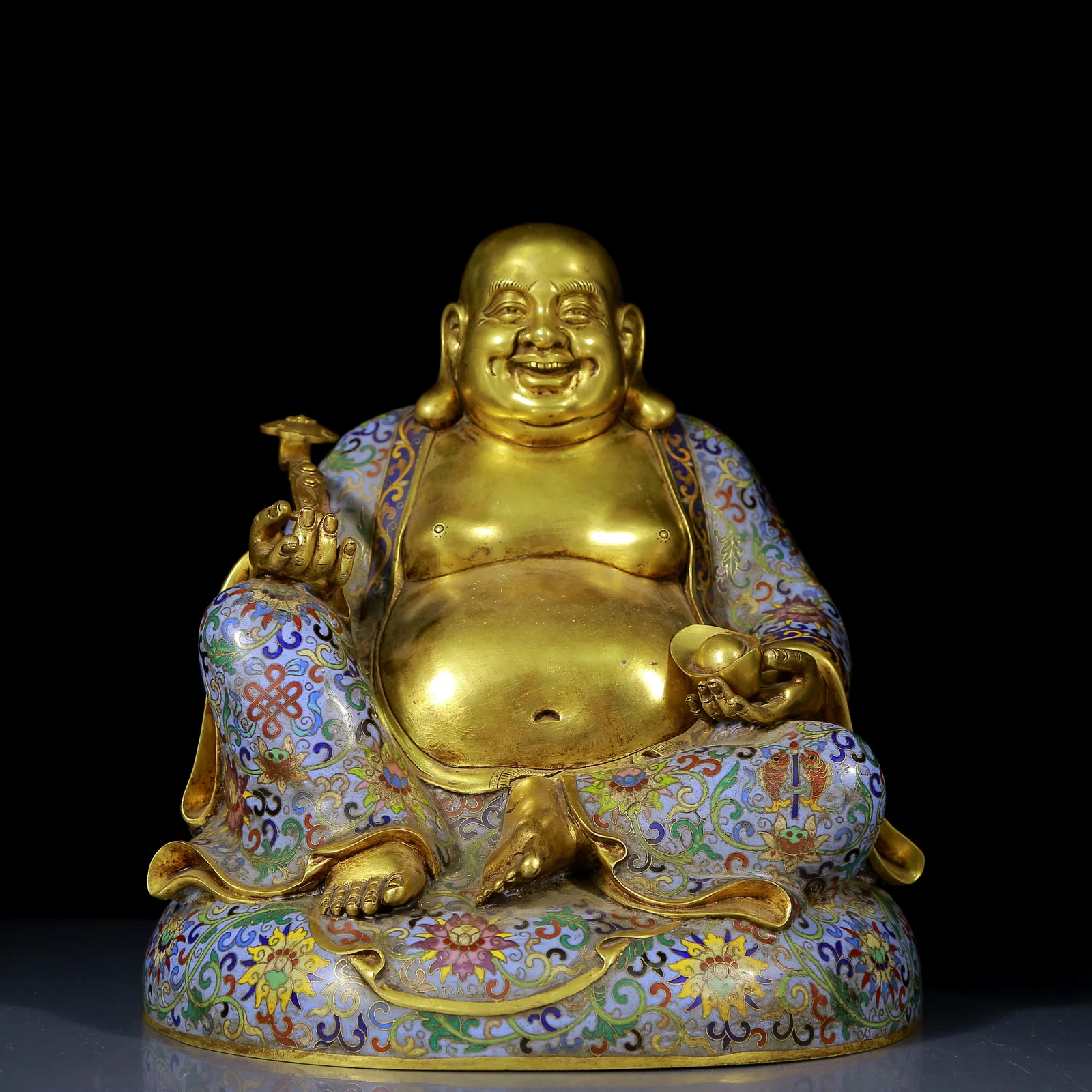 A Rare Cloisonne Statue of Maitreya Buddha