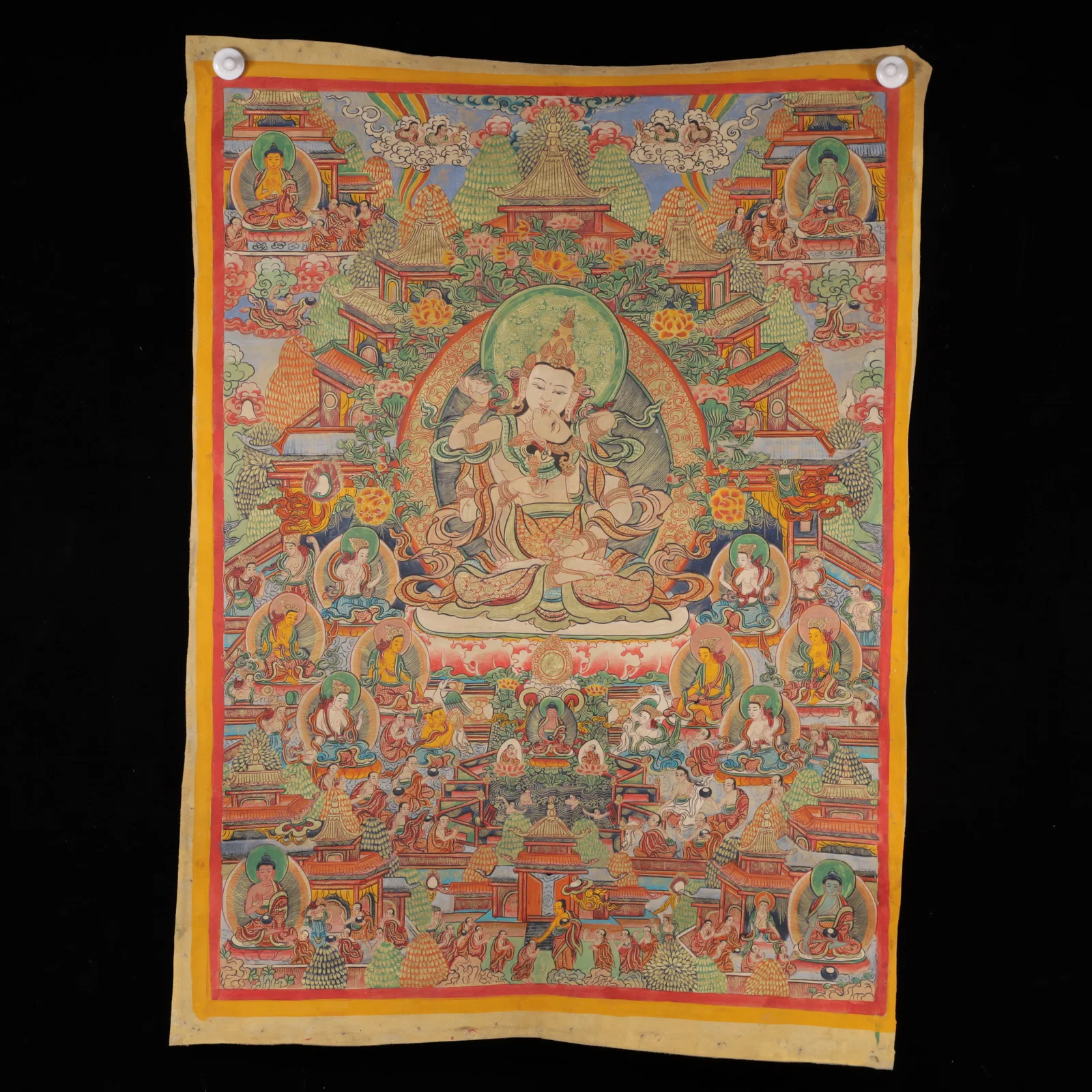 A Rare Cowhide Painted Color Statue of Chakrasamvara Tangka