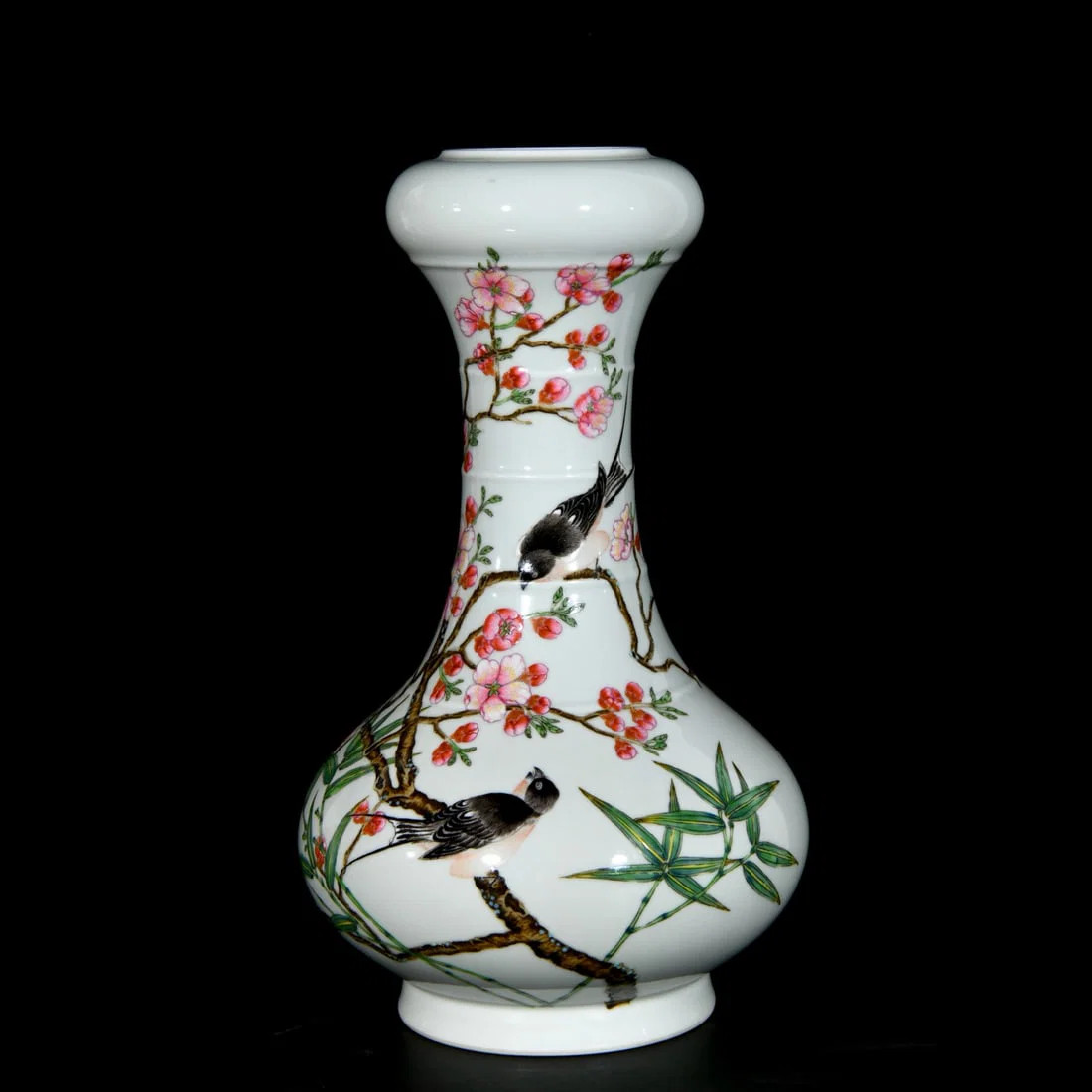 A Rare Famille-Rose Flower and Bird Pattern Vase