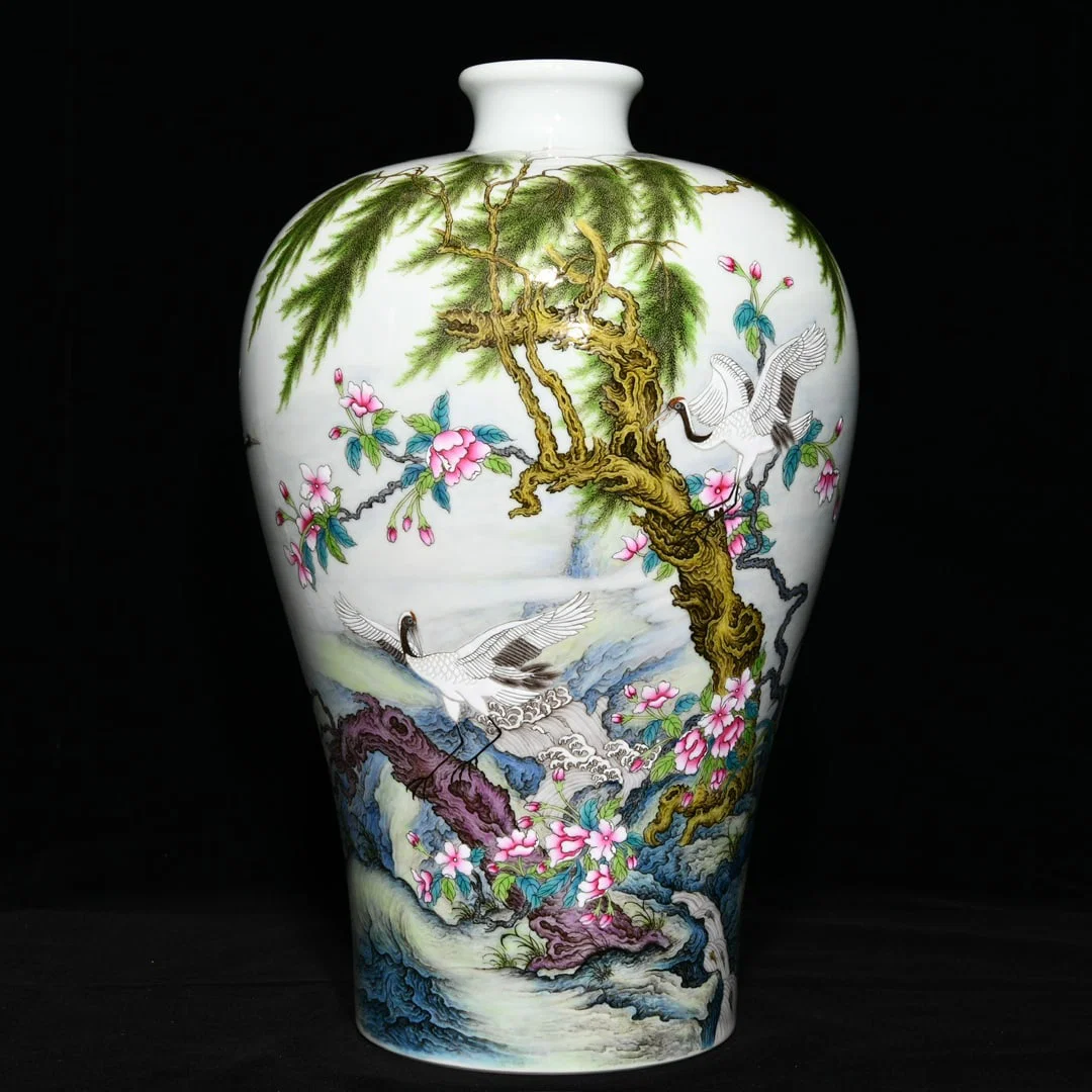 A Rare Famille-Rose Flower and Bird Pattern Vase,With Poem
