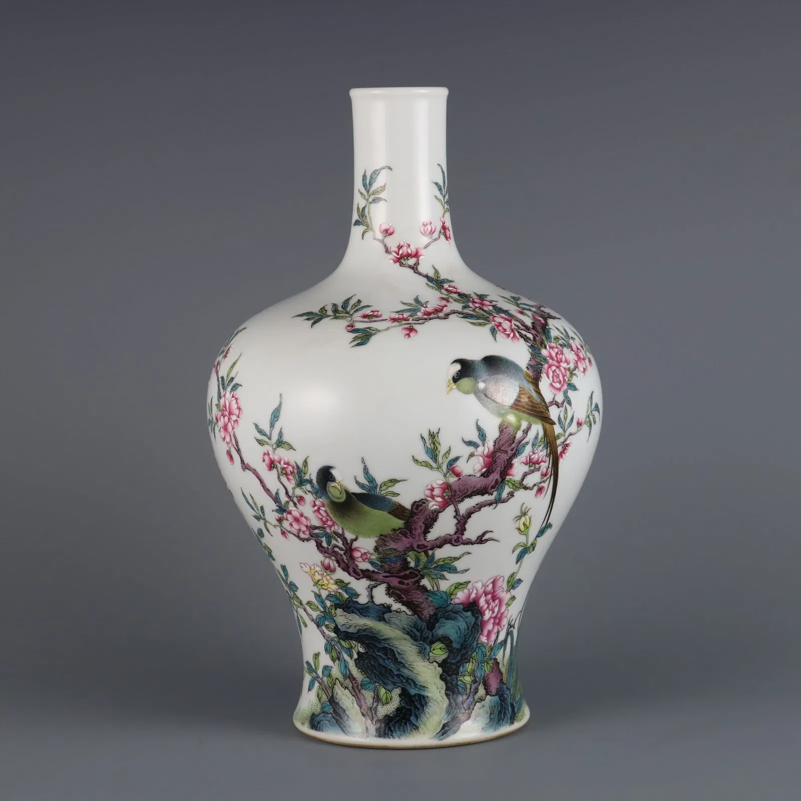 A Rare Famille Rose Flower and Bird Pattern Vase