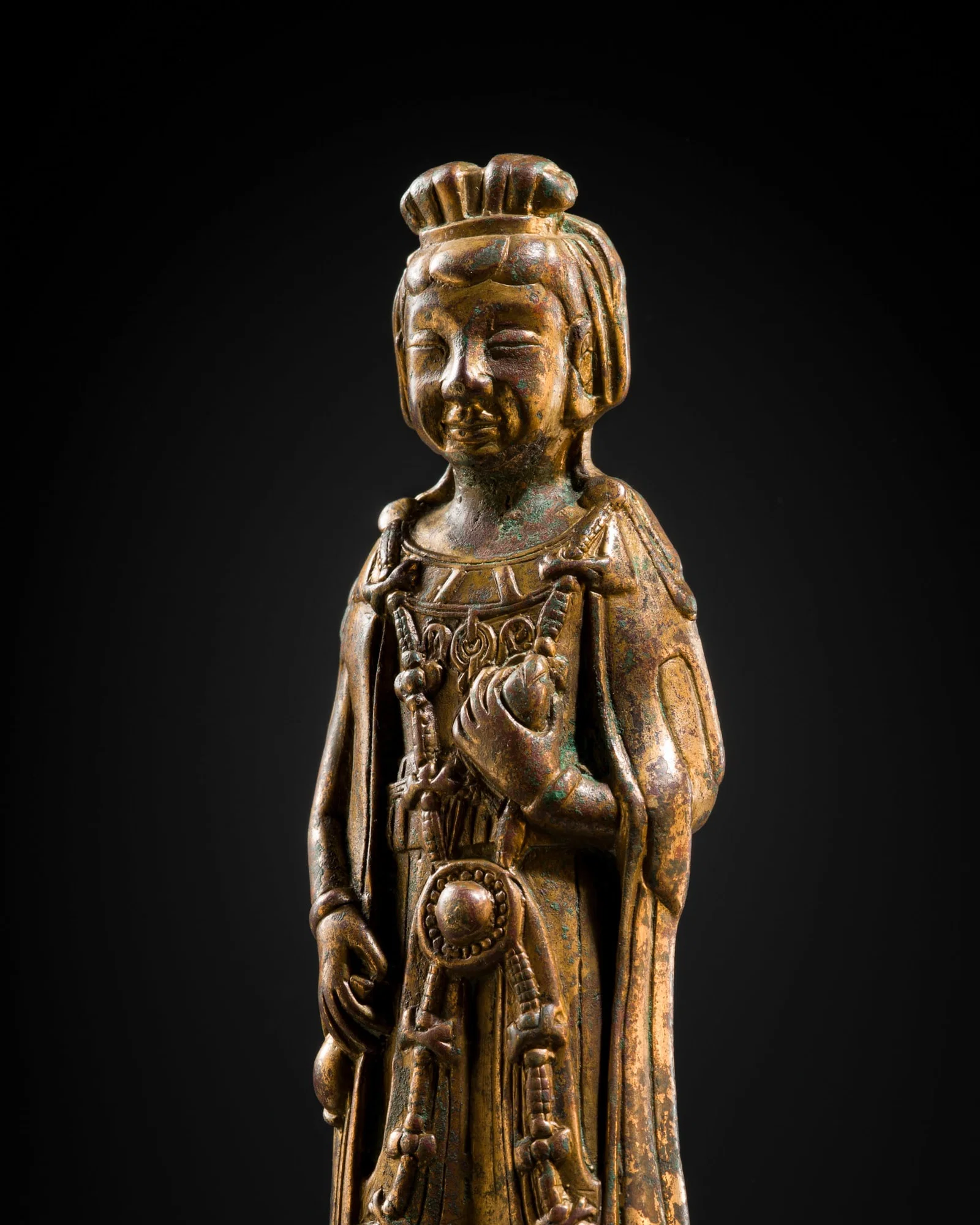 A RARE GILT-BRONZE BODHISATTVA, KOREA, THREE KINGDOMS PERIOD, KINGDOM OF BAEKJE (18 BCE-660 CE),