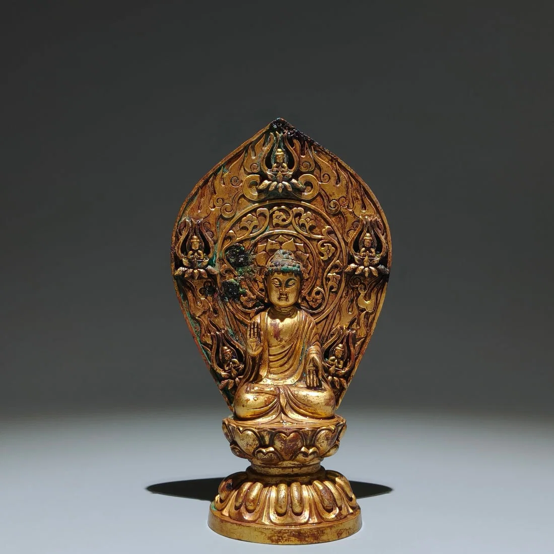 A Rare Gilt Bronze Statue of Sakyamuni Ornament