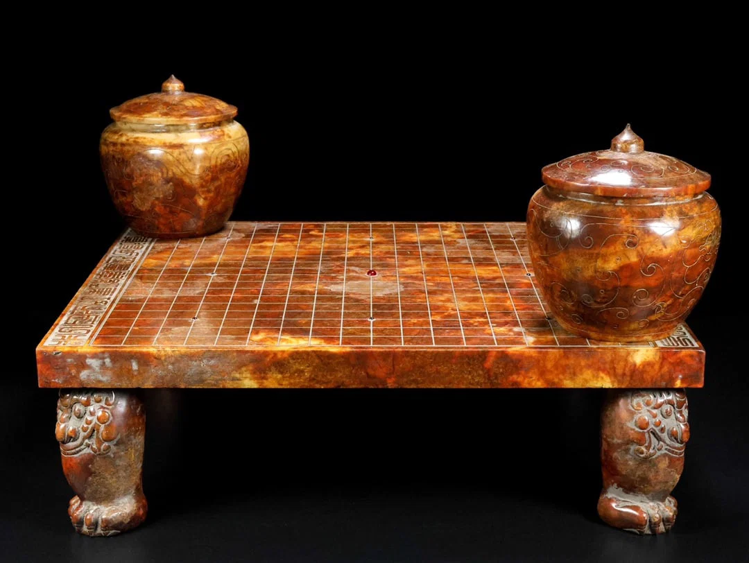 A Rare Hetian Jade Go Set
