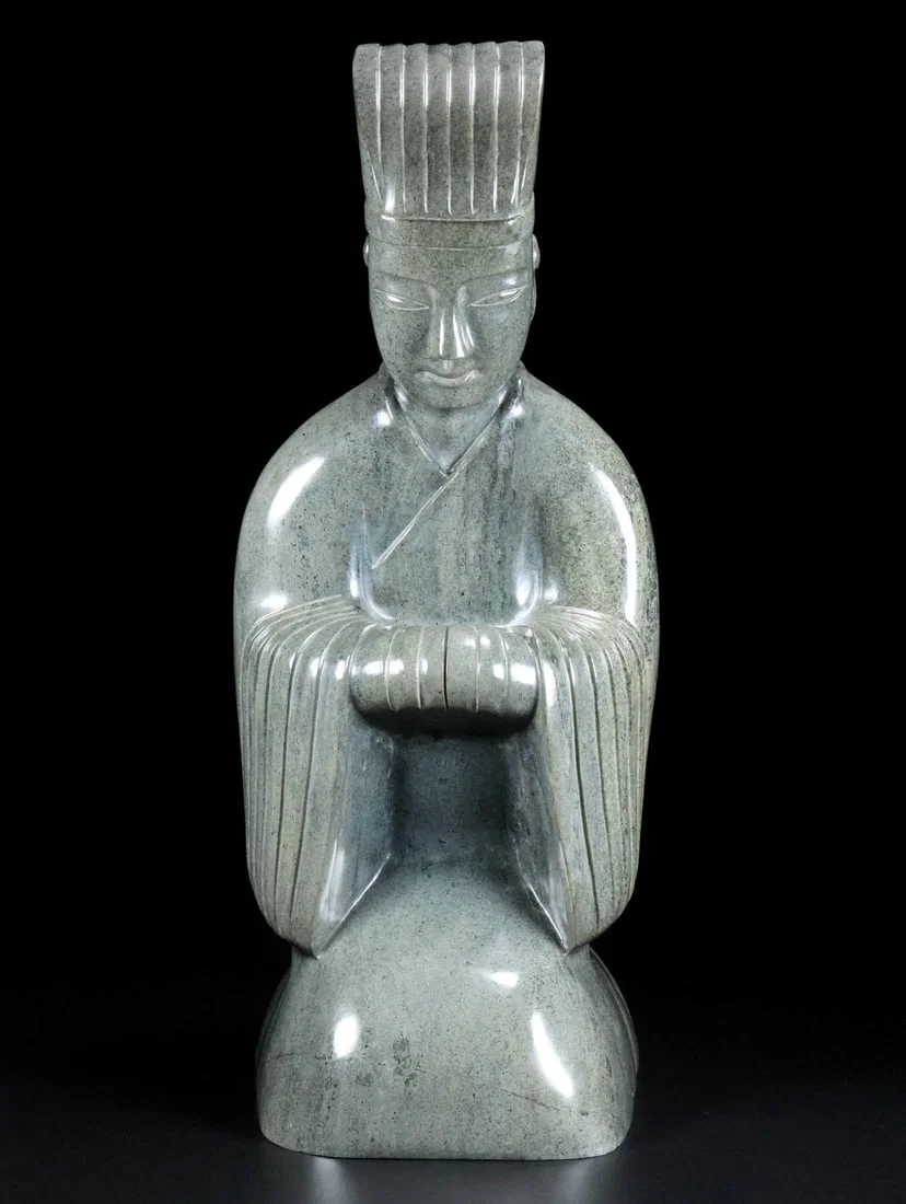 A Rare Hetian Jade Noble Figure Statue