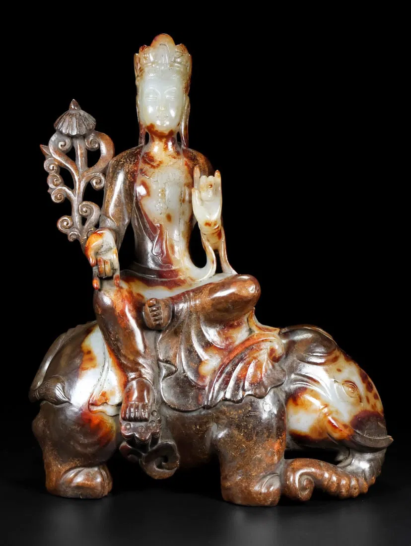 A Rare Hetian Jade Statue of Samantabhadra Bodhisattva