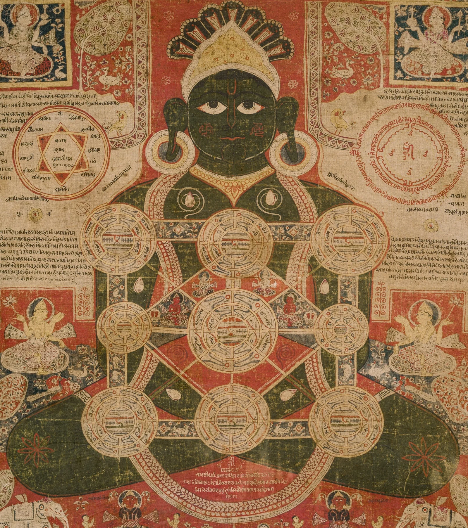 A RARE JAIN 'NAVATTATVA PURUSHAKARA YANTRA' PAINTING OF THE COSMIC PARSHVANATHA, INDIA, GUJARAT,