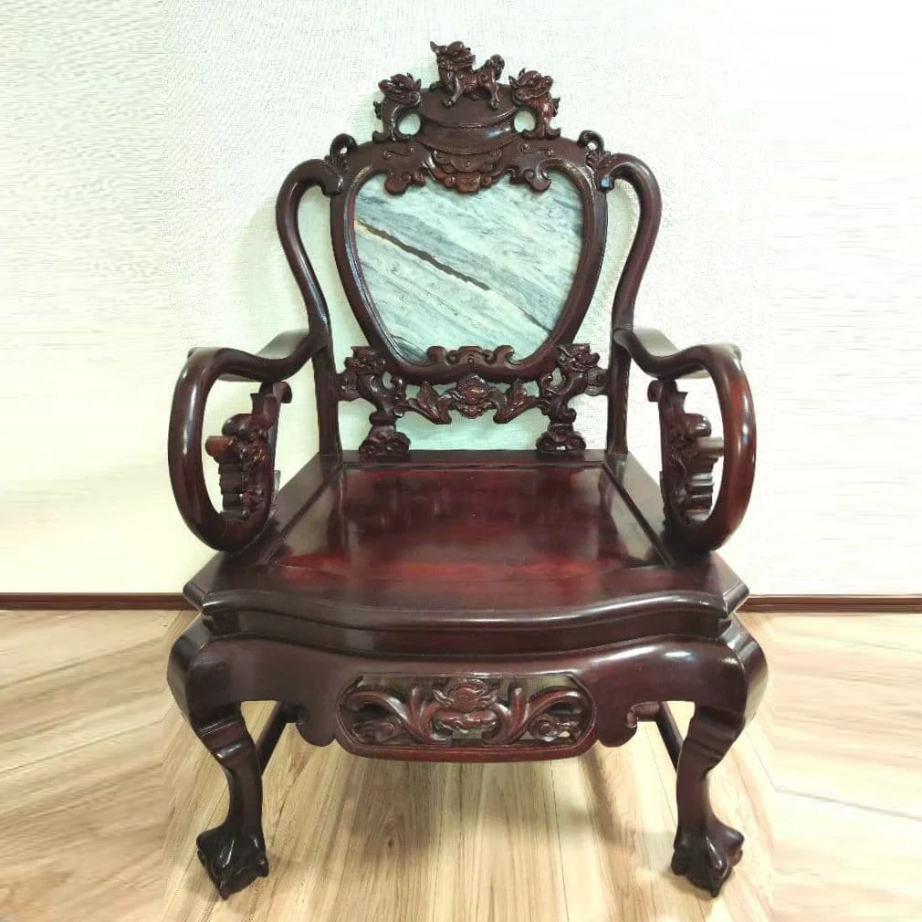 A Rare Joseon Dynasty Antique Marble Inlaid Chair/Throne