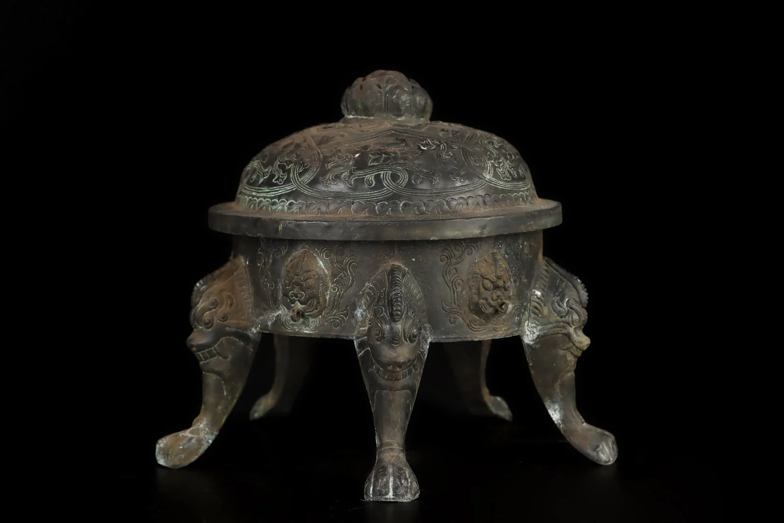 A Rare Silver Beast-Face Lotus Pattern Censer