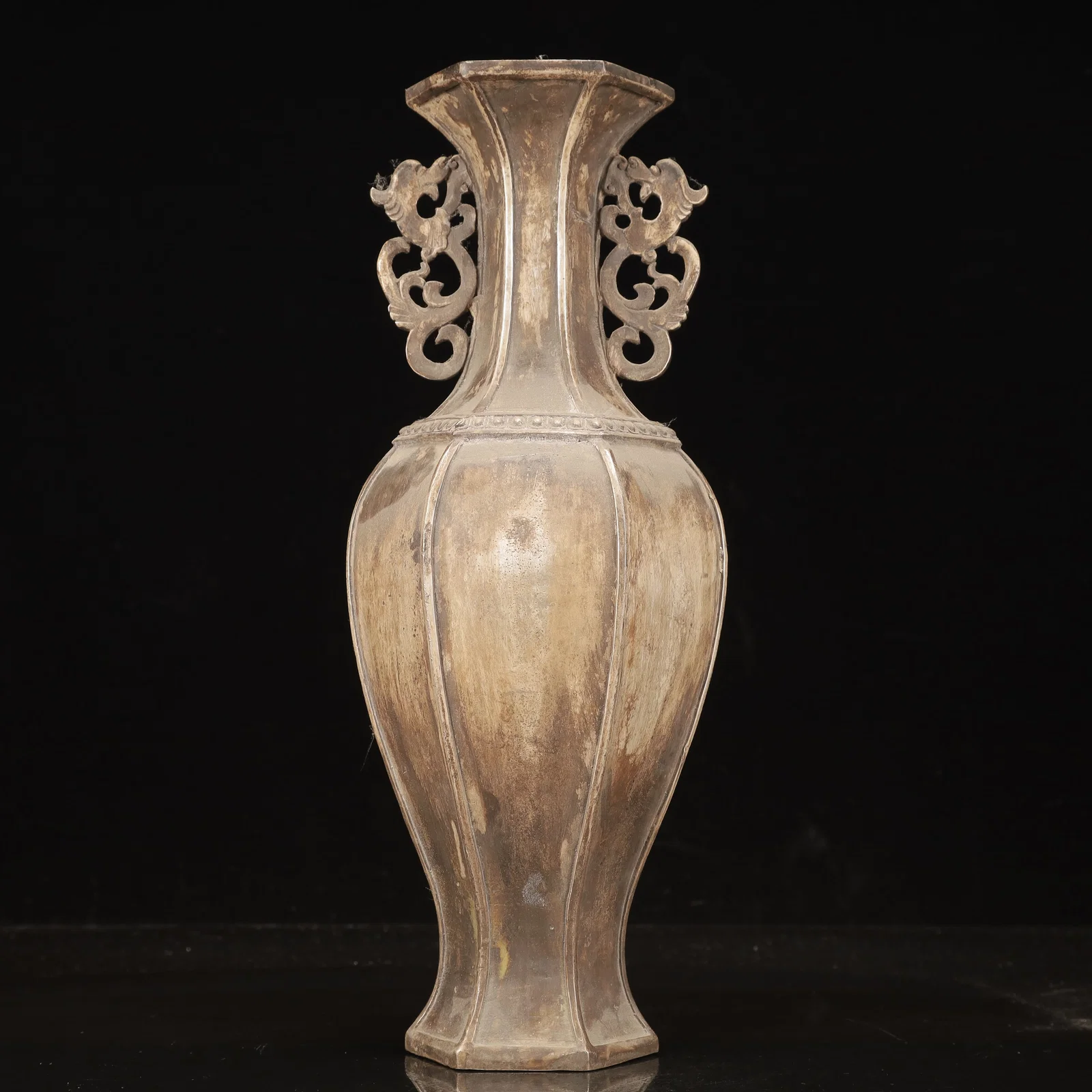 A Rare Silver Dragon-Ears Vase