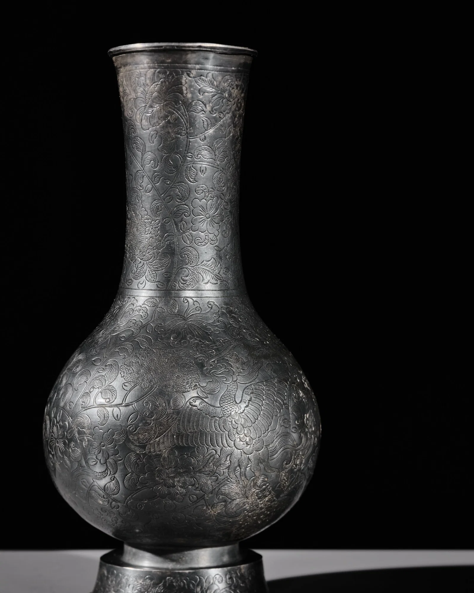 A RARE SILVER 'PHOENIX' BOTTLE VASE, SONG DYNASTY (960-1279)
