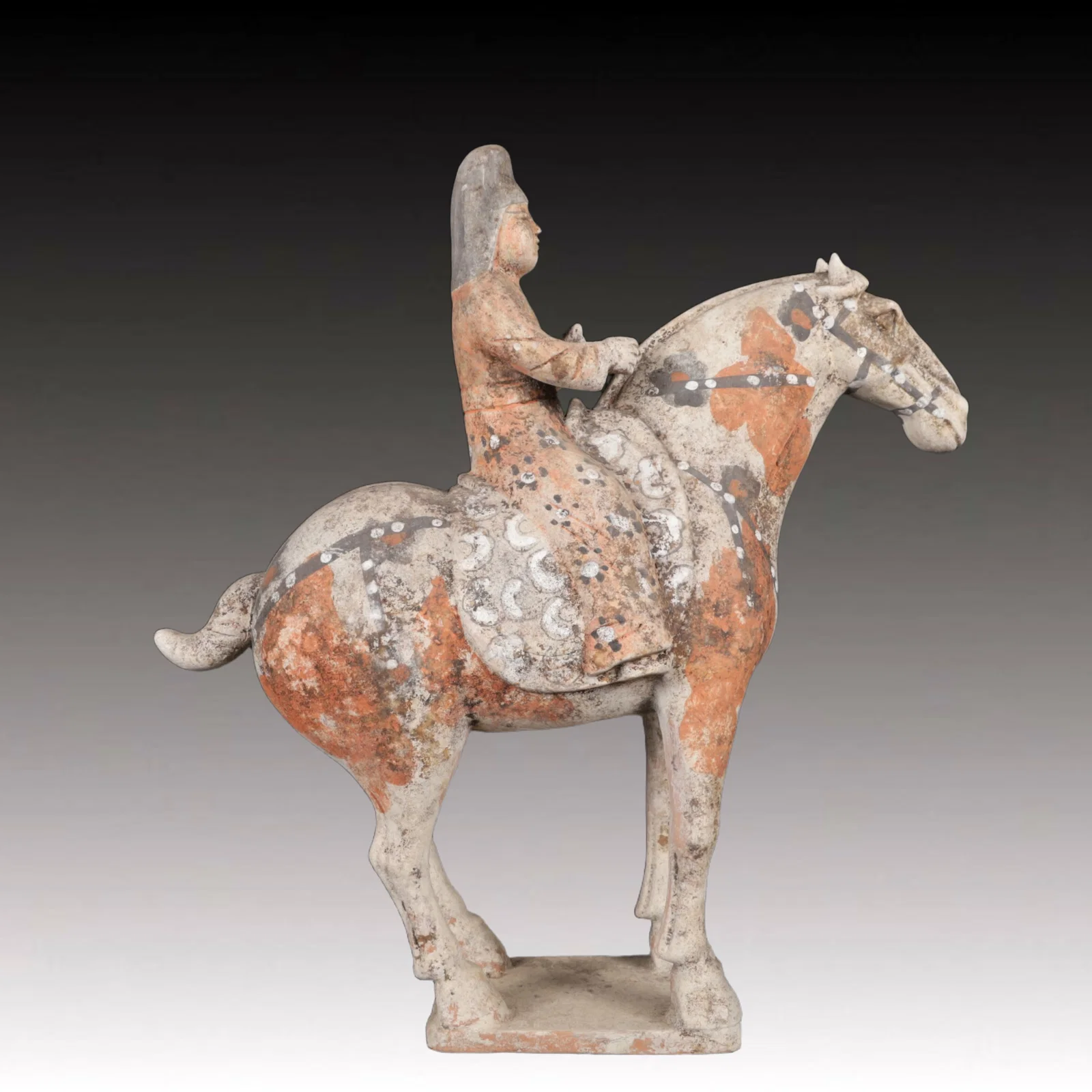 A Rare Tang Tri-Color Glazed Pottery Figure Riding Horse Ornaments