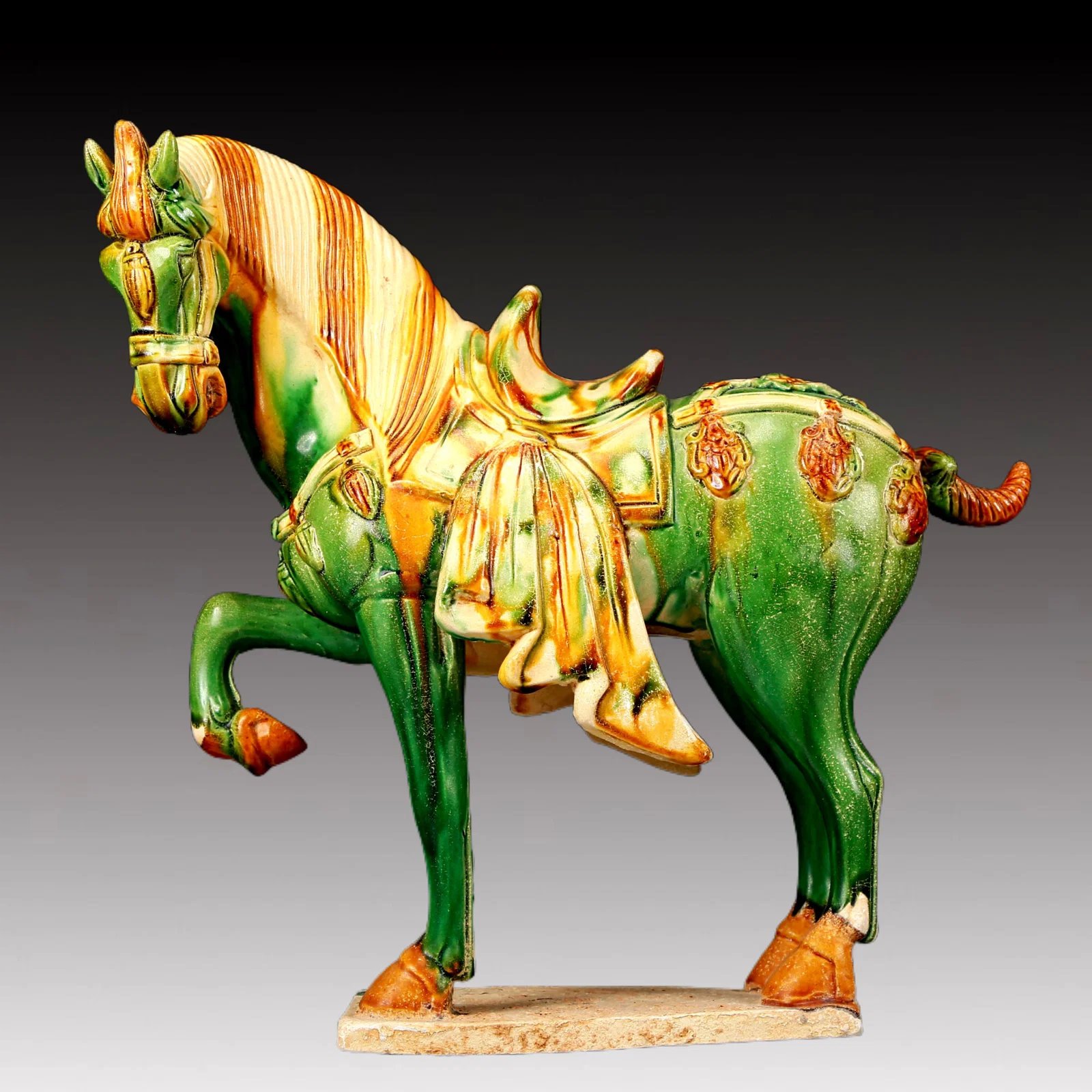 A Rare Tang Tri-Color Glazed Pottery Horse Ornament