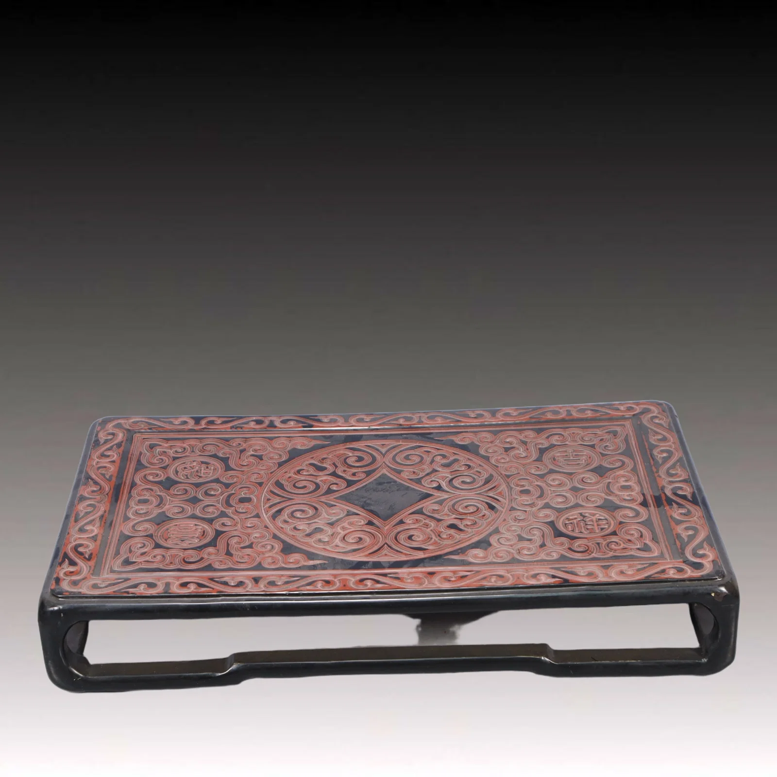 A Rare Wooden Lacquer Painted Color Flower Pattern Table