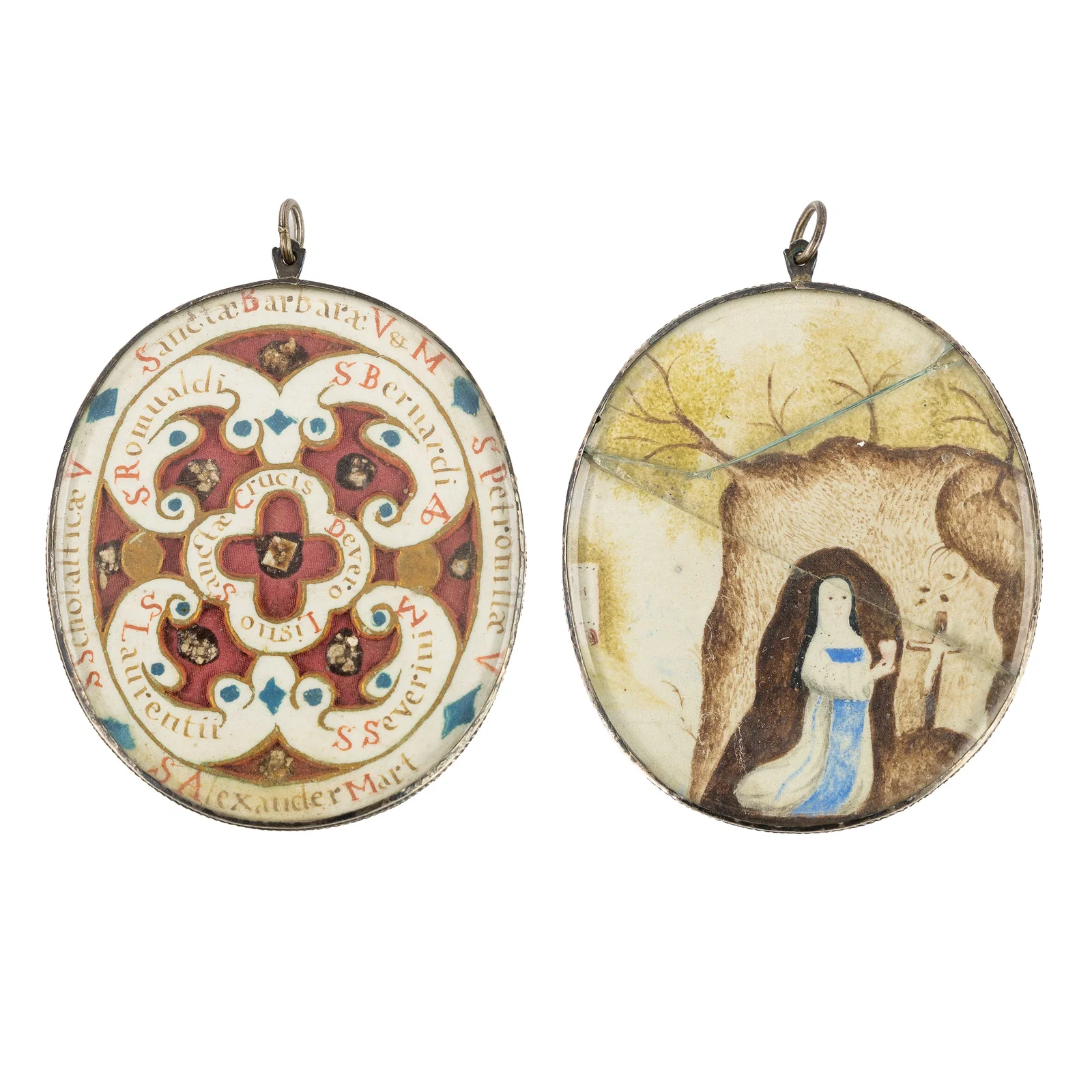 A Reliquary or theca with relics for the True Cross, Saints, and Martyrs.