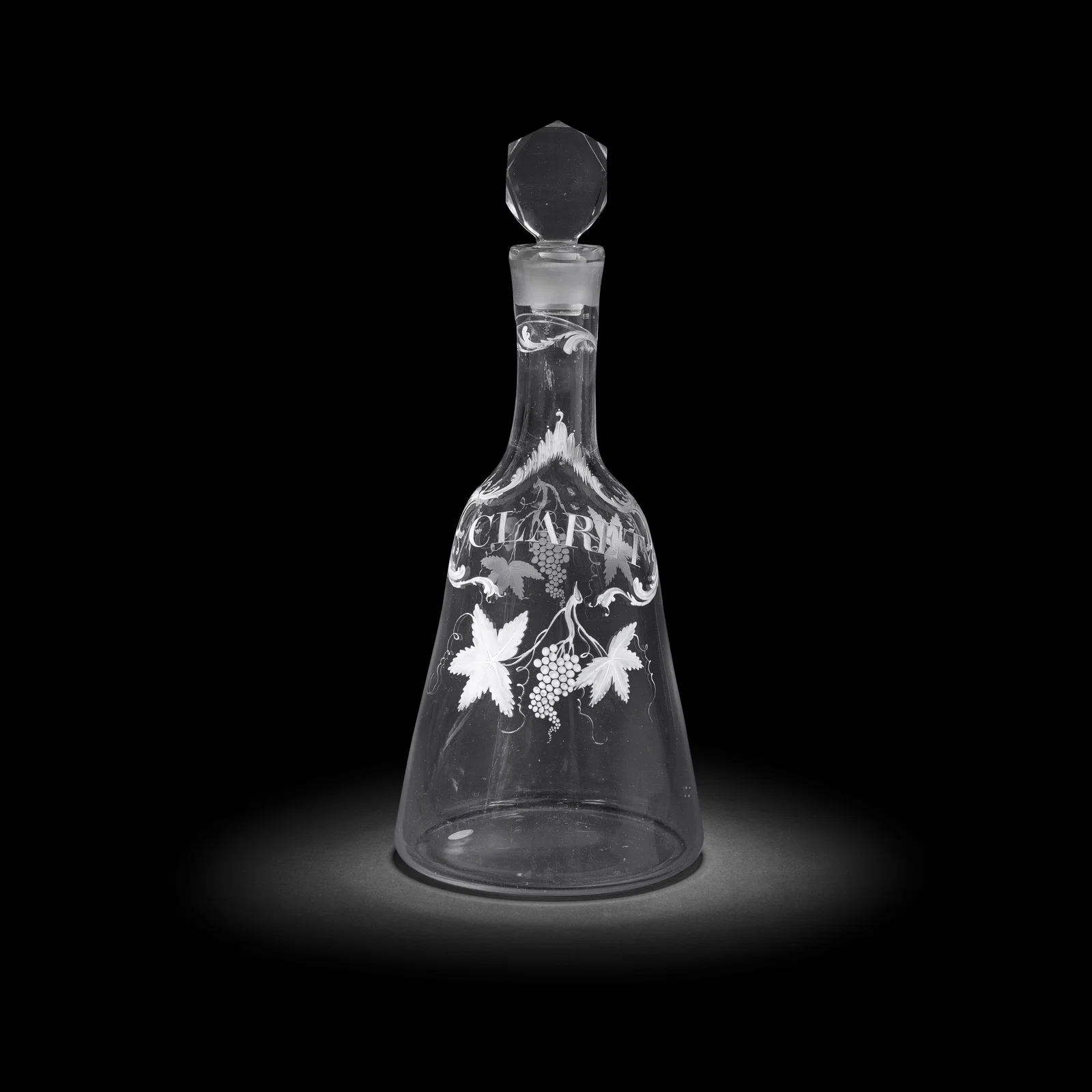 A remarkable Beilby enamelled magnum Claret decanter and stopper, circa 1765