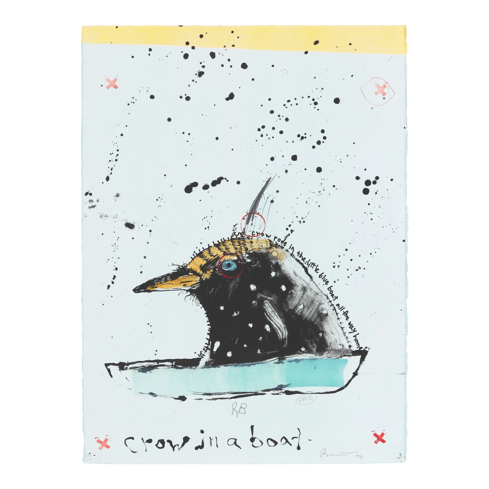 A Rick Bartow monotype, 'Crow in a Boat,' 2013