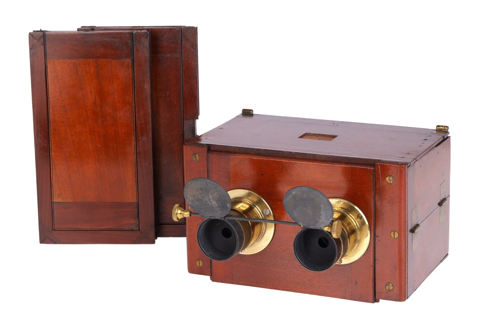 A Ross Collapsible Stereo Wet Plate Mahogany & Brass Camera,