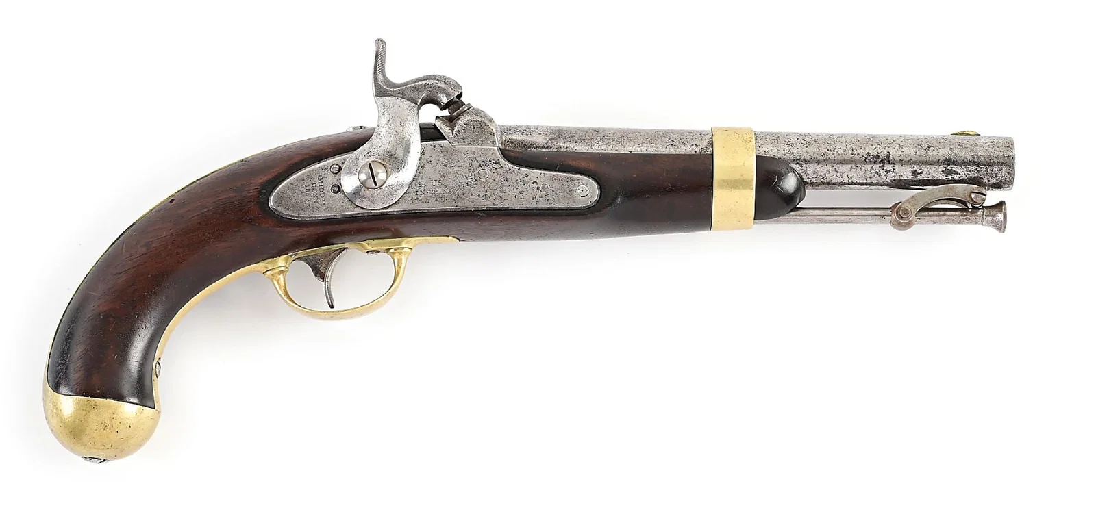 (A) SCARCE NAVAL MARKED US MODEL 1842 PERCUSSION PISTOL BY I.N. JOHNSON.