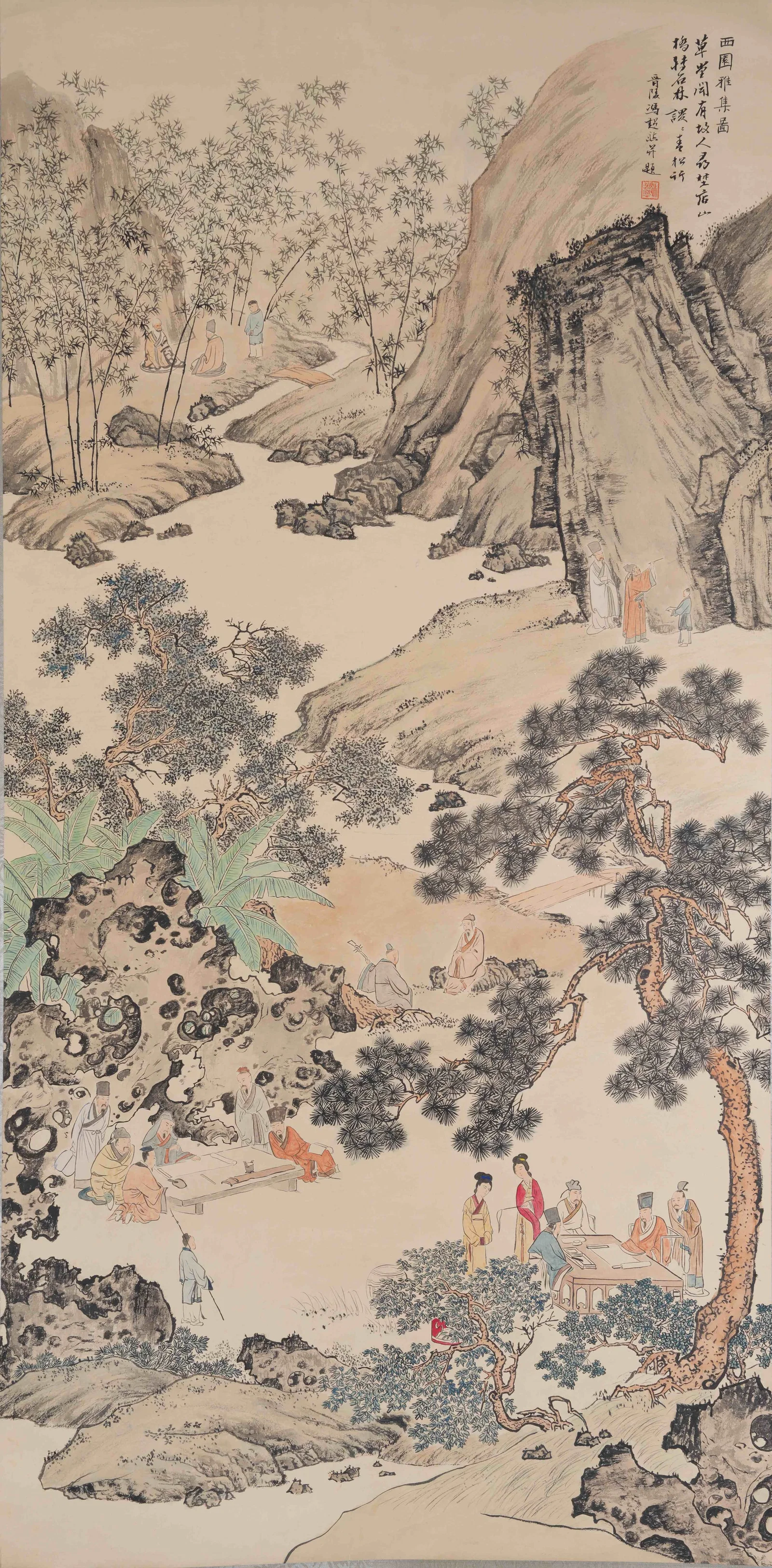 A "SCHOLAR UNDER PINES" PAINTING ON PAPER BY FENG CHAORAN.馮超然