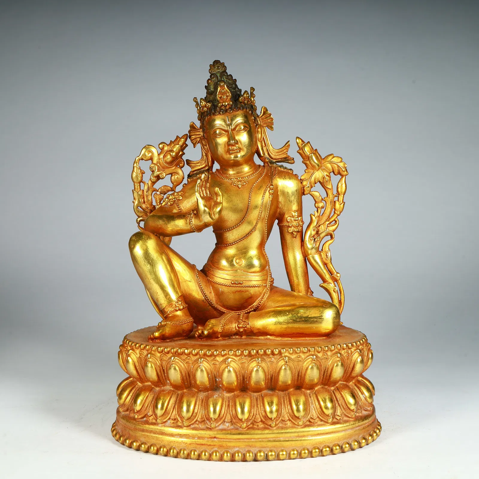 A seated statue of Tara, gilded in copper gilt in the Ming Dynasty Yongle period