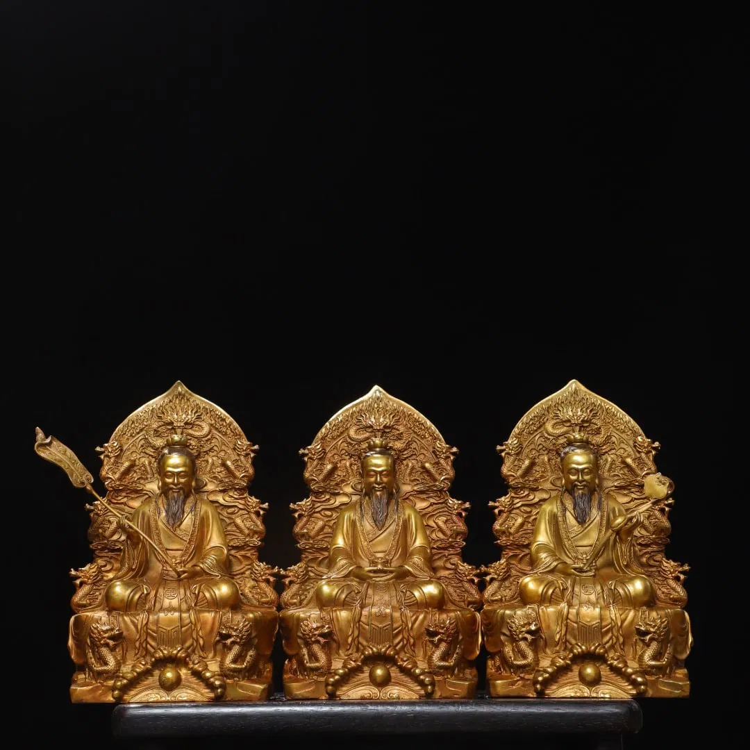 A Set of Exquisite Gilt Bronze Buddha Statue Ornament