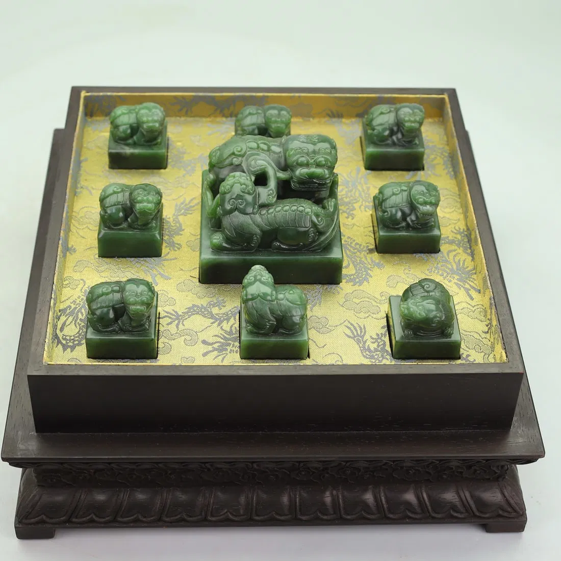 A Set of Exquisite Hetian Jasper Auspicious Beast Seal