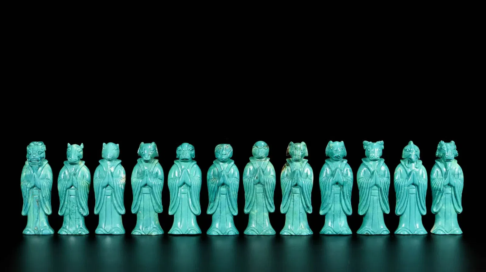 A Set of Exquisiten Inlaid Turquoise Chinese Zodiac Ornament