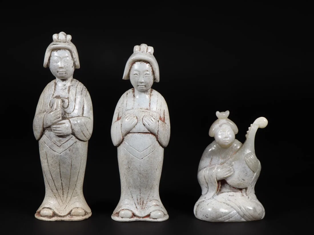 A Set of Fine Archaic Jade Figure Ornaments