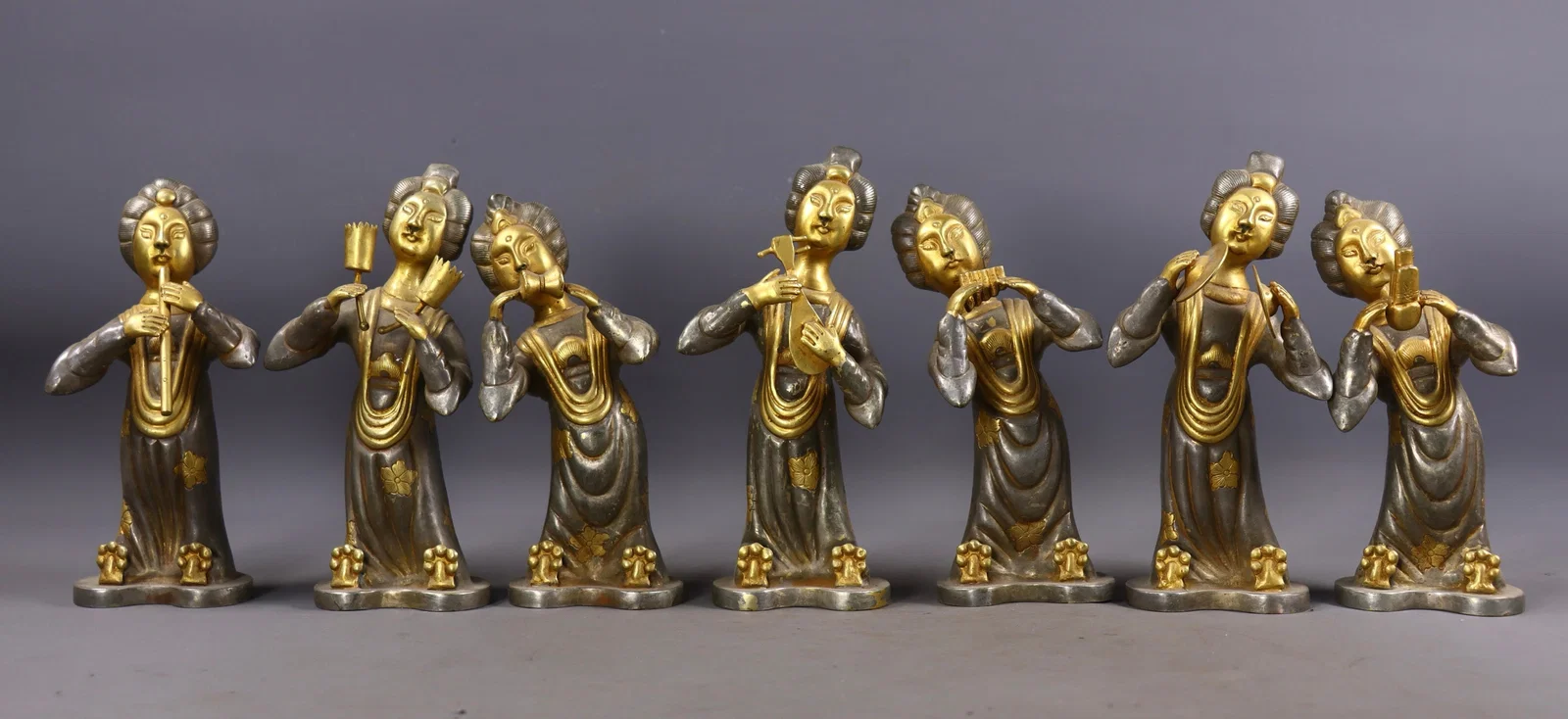 A Set of Fine Gilt Bronze Figure Ornaments