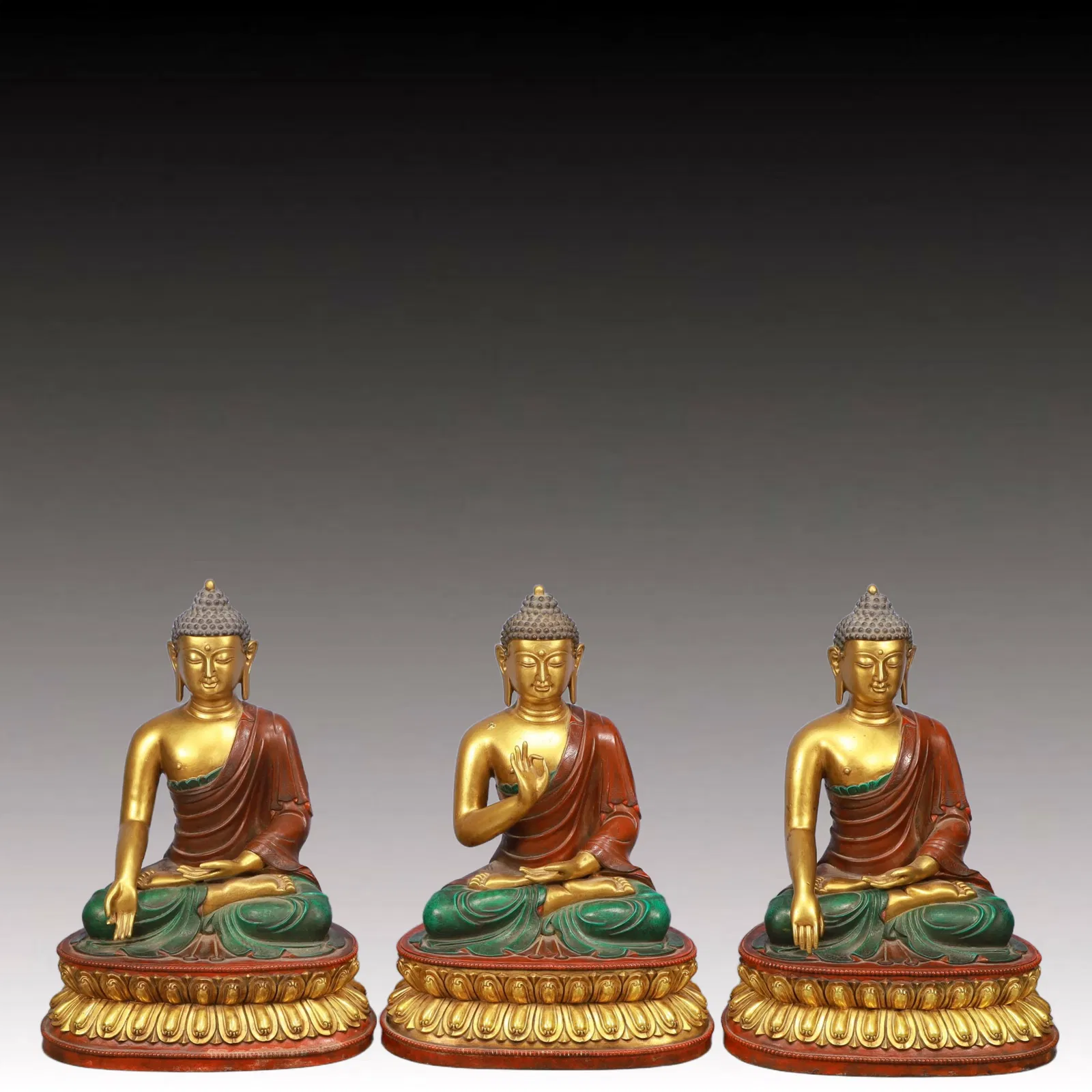 A Set of Gilt Bronze Statue of Sakyamuni
