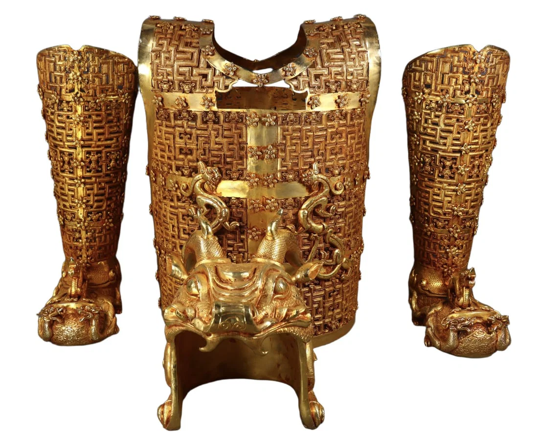 A Set of Huge Gilt Bronze Flower Pattern Ornaments