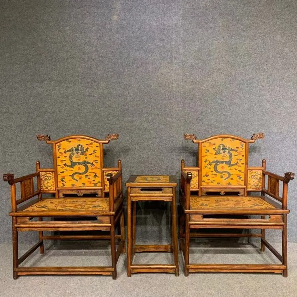 A Set of Huge Huanghuali wood Auspicious Cloud and Dragon Pattern Furniture,With Poem
