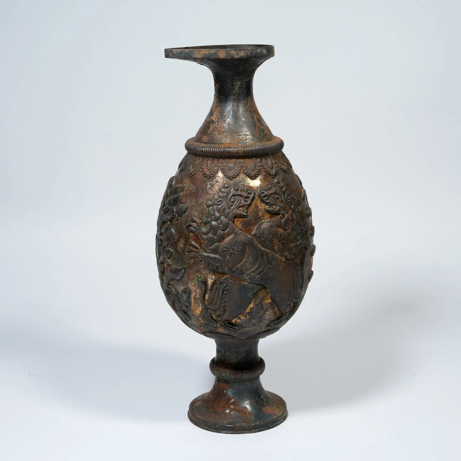 A SILVER EWER WITH AUSPICIOUS BEAST MOTIFS