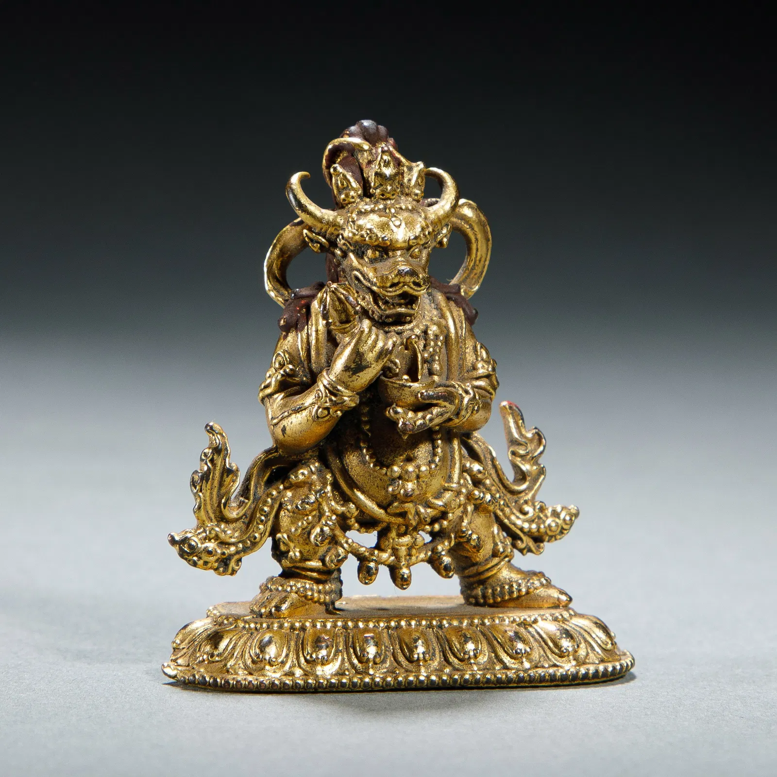 A SINO-TIBETAN BRONZE-GILT YAMANTAKA