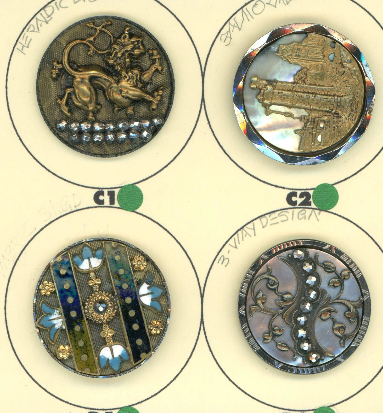 A SMALL CARD OF DIVISION ONE STEEL CUP BUTTONS