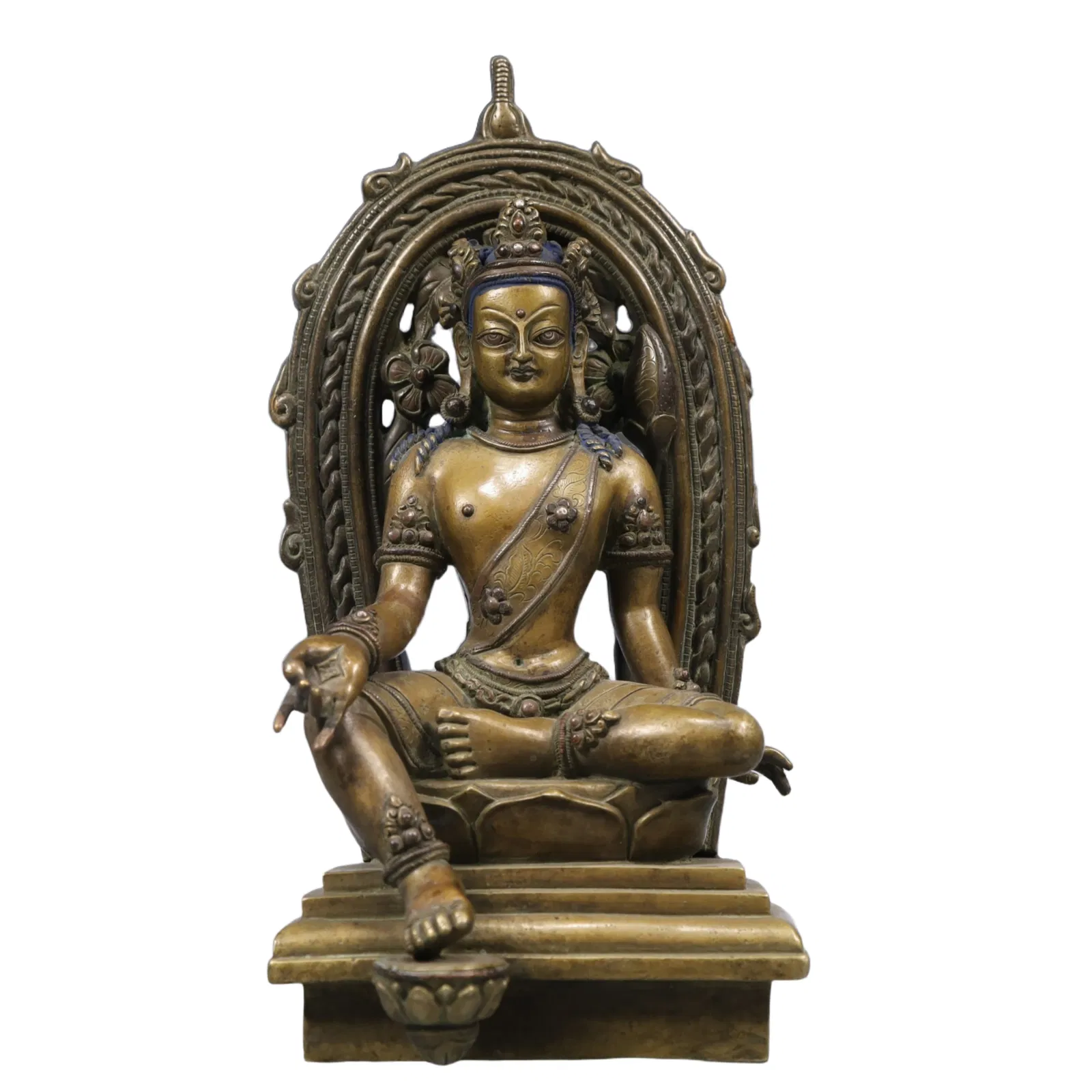 A Solemn Bronze Statue of Tara, With Inscription