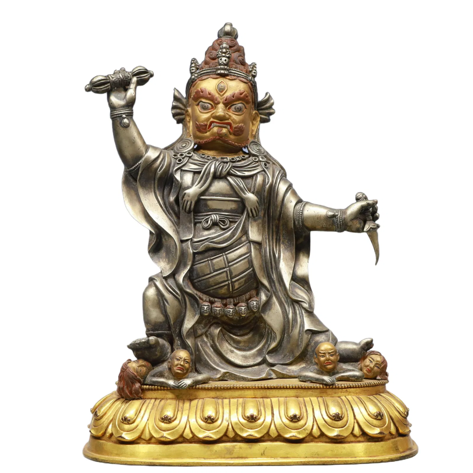 A Solemn Gilt Bronze and Silver Statue of Vajra