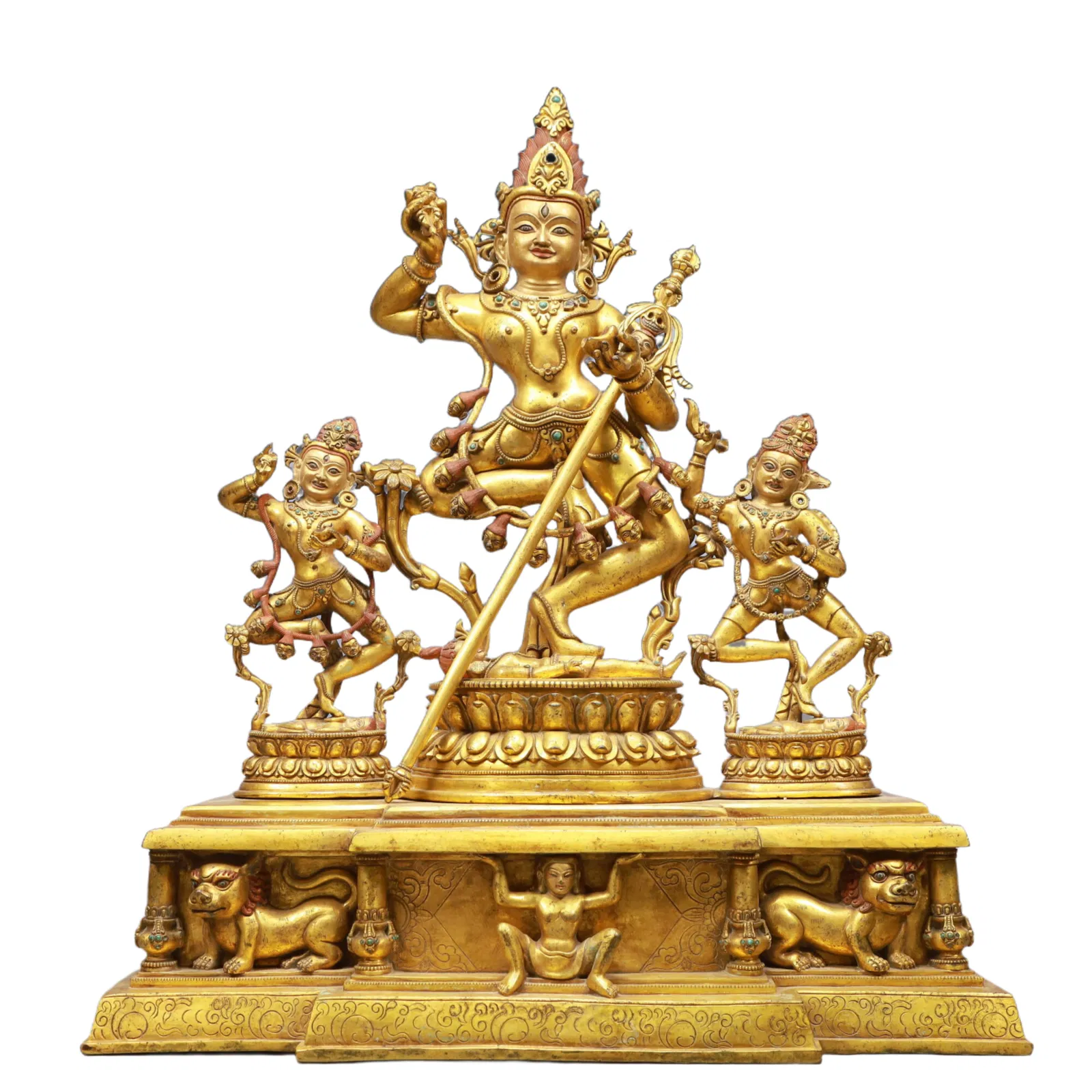 A Solemn Gilt Bronze Statue of Chakrasamvara, Inlaid Gems, With Inscription