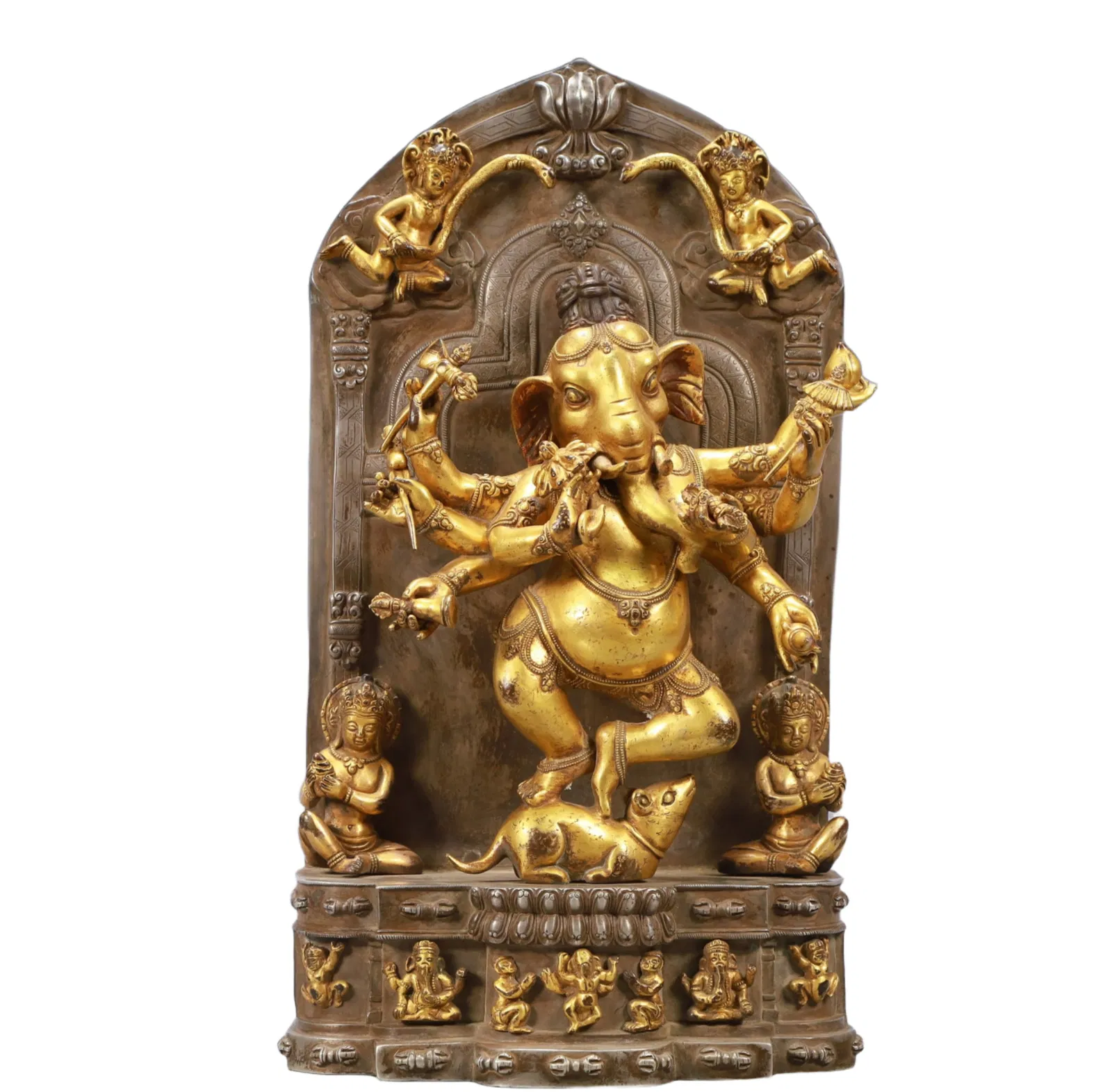 A Solemn Gilt Bronze Statue of Ganesh