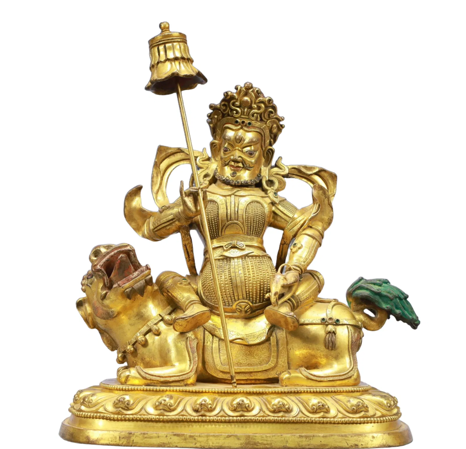A Solemn Gilt Bronze Statue of Mammon Rides the Lion