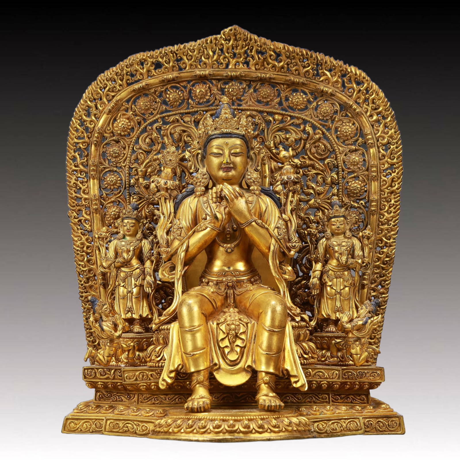 A Solemn Gilt Bronze Statue of Tara