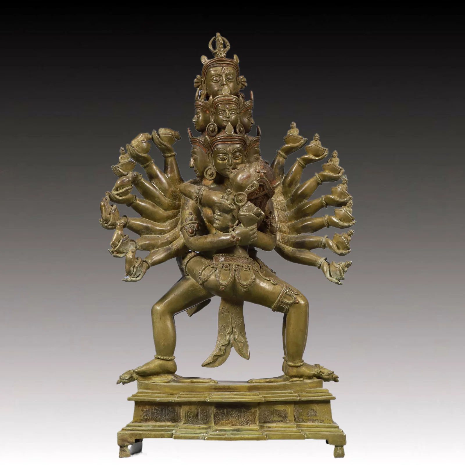 A Solemn Gilt Bronze Statue of Vajra, With Inscription