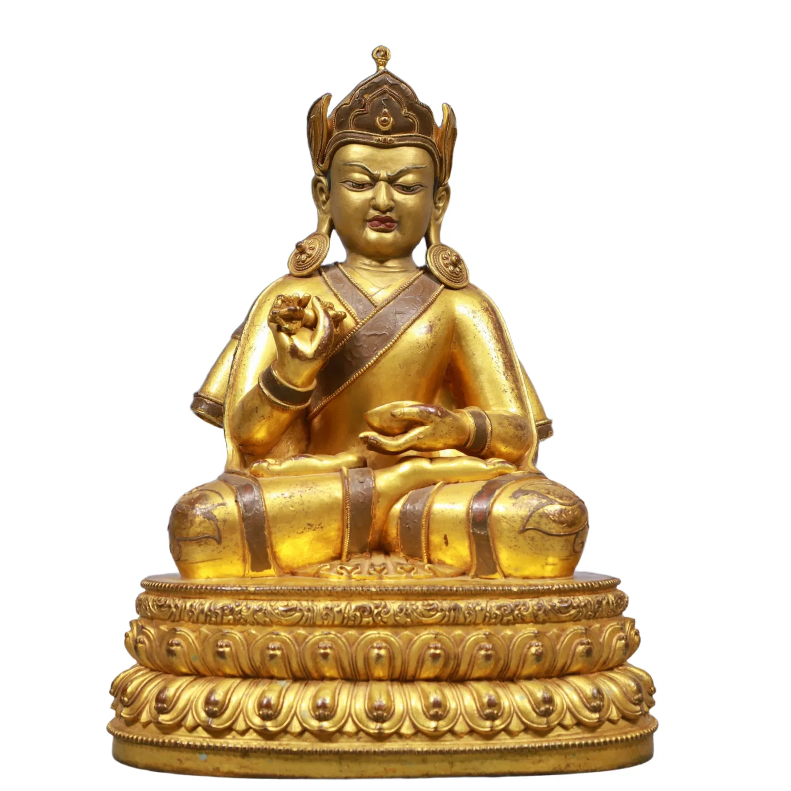 A Solemn Gilt Bronze Statue of Vajrasattva, With Inscription