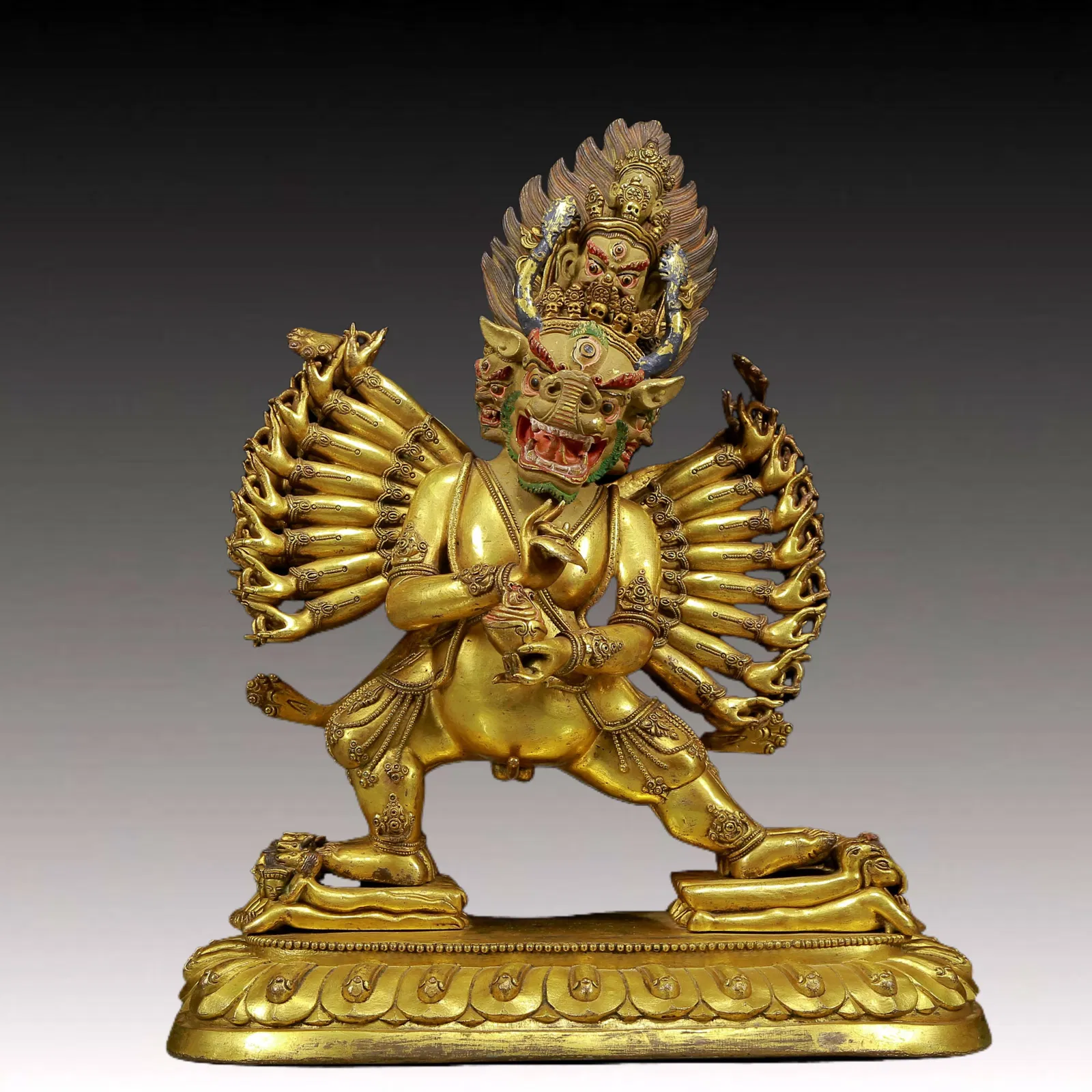 A Solemn Gilt Bronze Statue of Yamantaka
