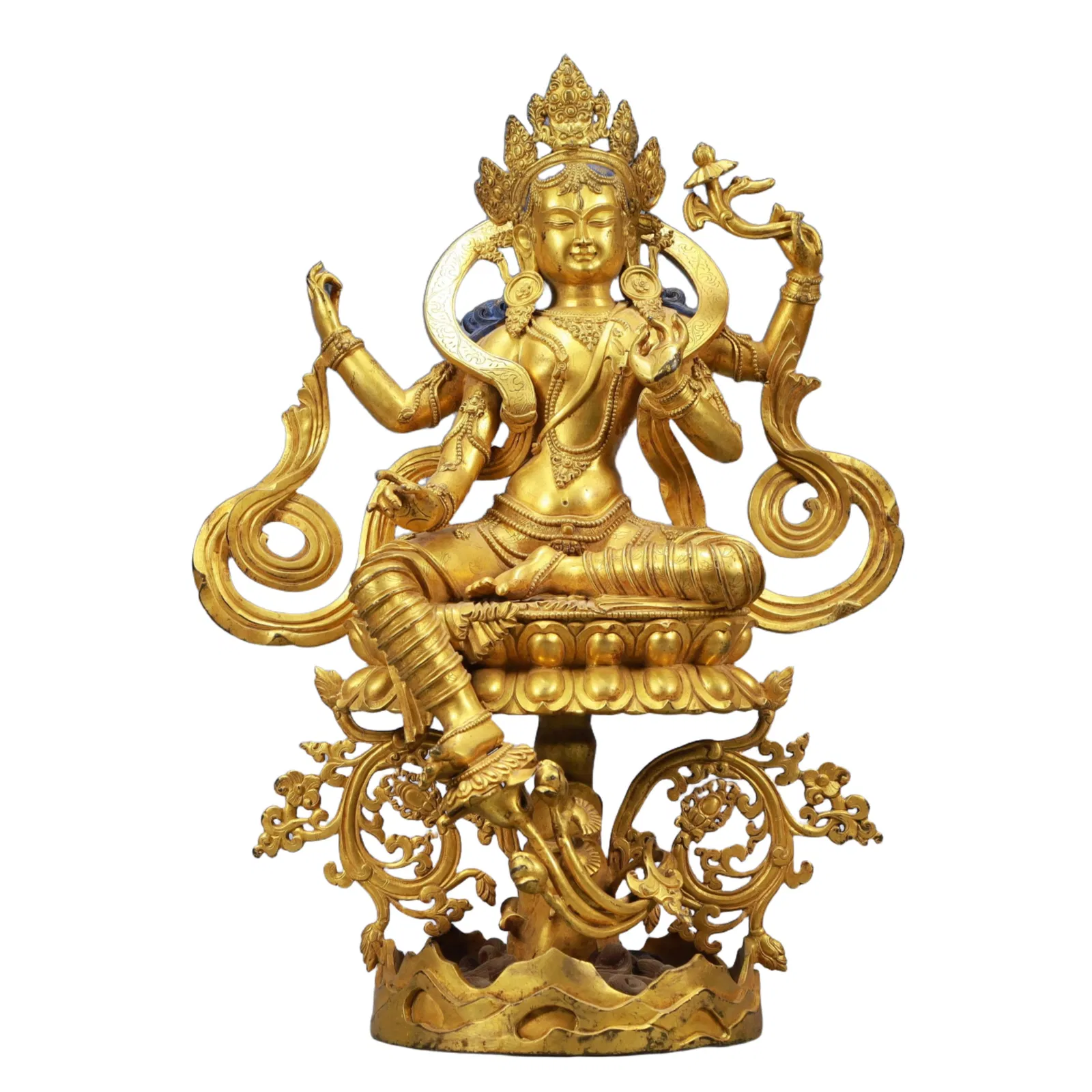 A Solemn Gilt Bronze White Statue of Tara